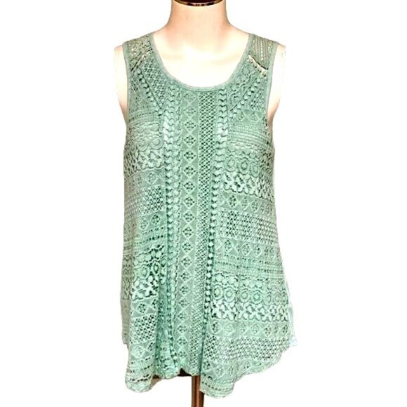 Alya Mint Green Dressy Crochet Knitted Tank Top Combination Material Blend Small - Picture 1 of 7